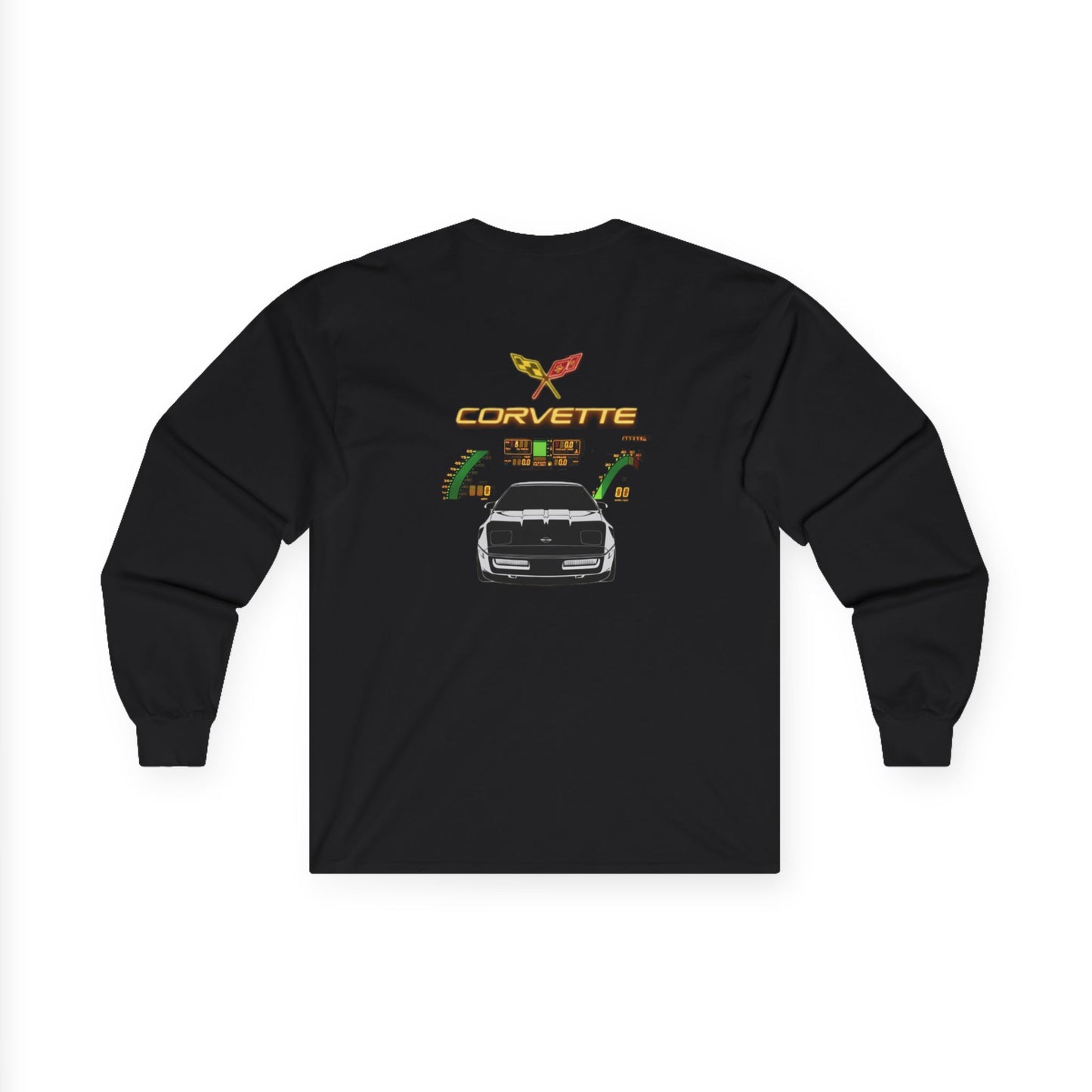 Corvette Long Sleeve Tee — Retro Speedometer Graphic Car Shirt