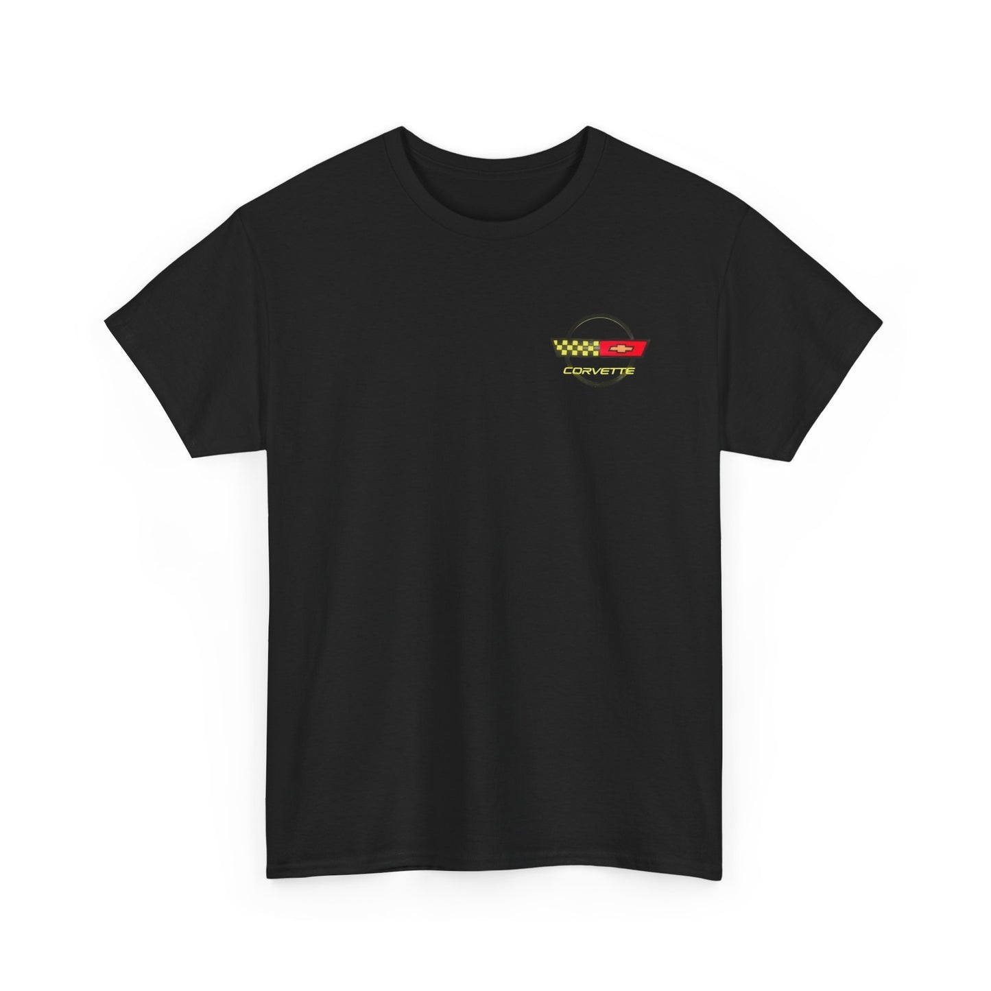 Corvette Classic Car Tee — Front Logo & Rear Sports Car Graphic