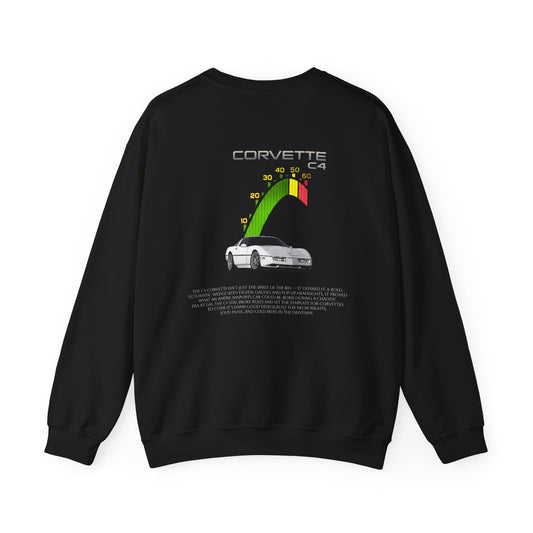Corvette C4 Sweatshirt — Retro Gauge & White Corvette Crewneck